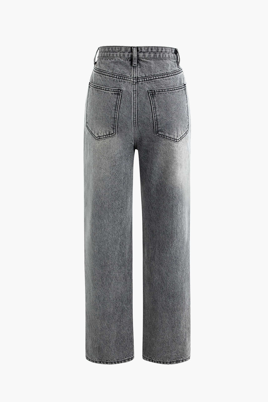 Dames Hoge Taille Jeans met Schuin Tailleband – Straight Leg Light Wash Denim
