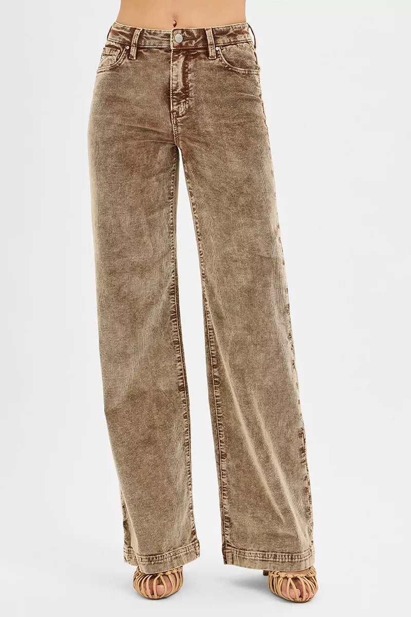 Dames Hoge Taille Jeans met Wijde Pijpen en Retro Look