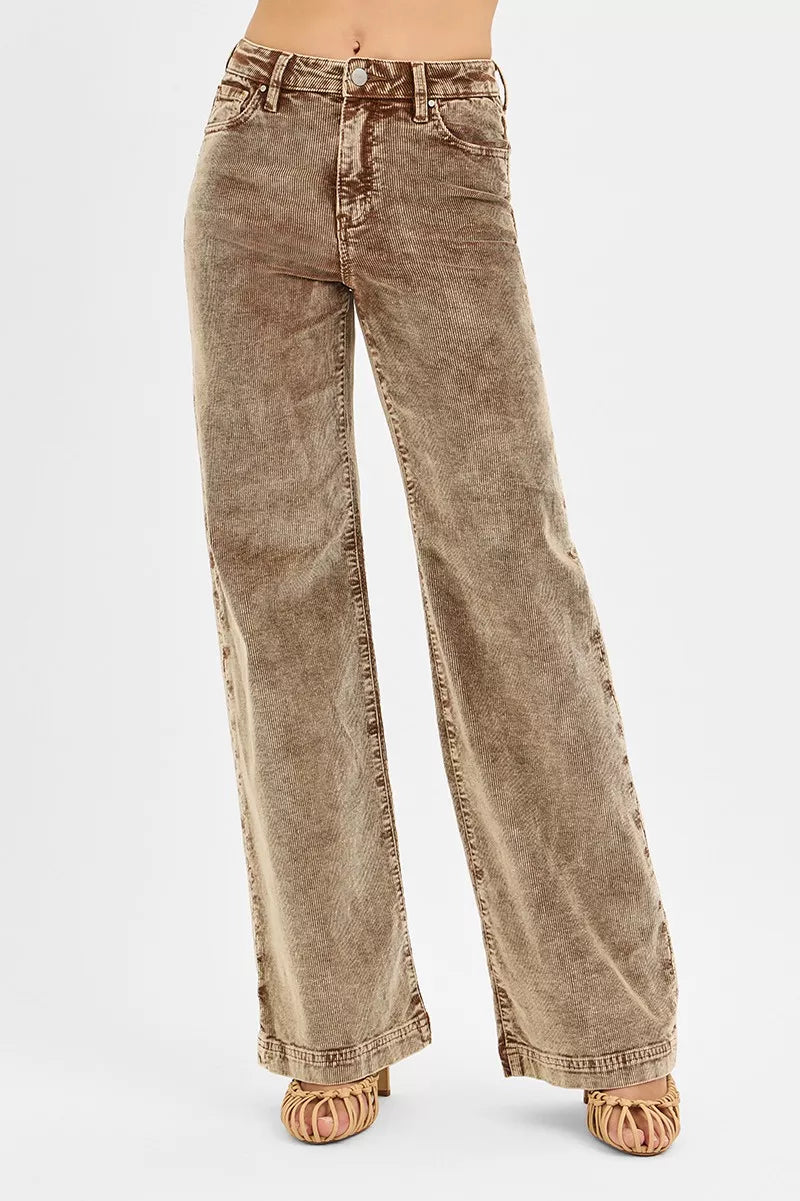 Dames Hoge Taille Jeans met Wijde Pijpen en Retro Look