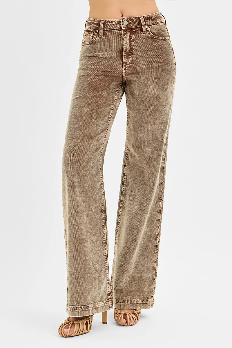 Dames Hoge Taille Jeans met Wijde Pijpen en Retro Look
