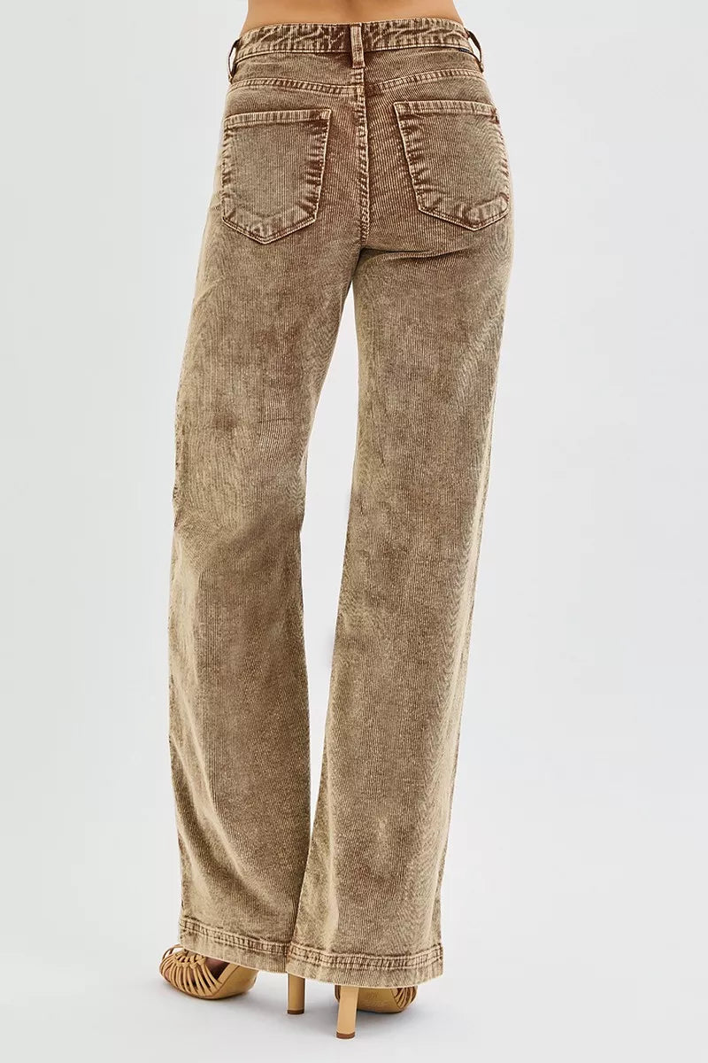 Dames Hoge Taille Jeans met Wijde Pijpen en Retro Look