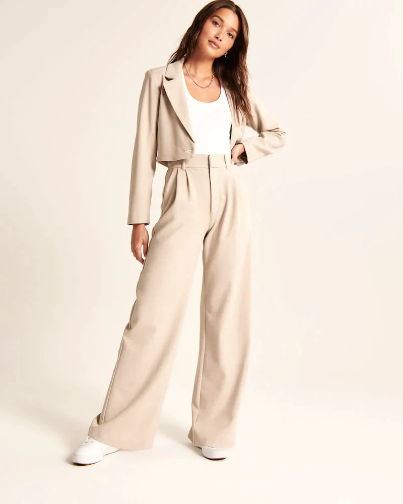 Dames Hoge Taille Pantalon met Wijde Pijpen