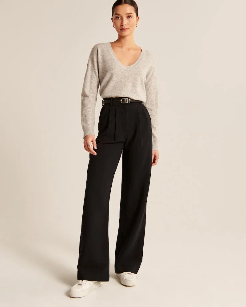 Dames Hoge Taille Pantalon met Wijde Pijpen