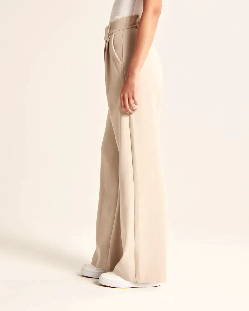Dames Hoge Taille Pantalon met Wijde Pijpen