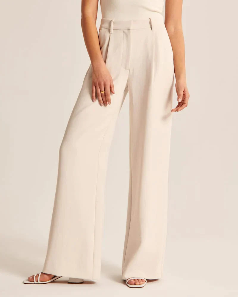Dames Hoge Taille Pantalon met Wijde Pijpen