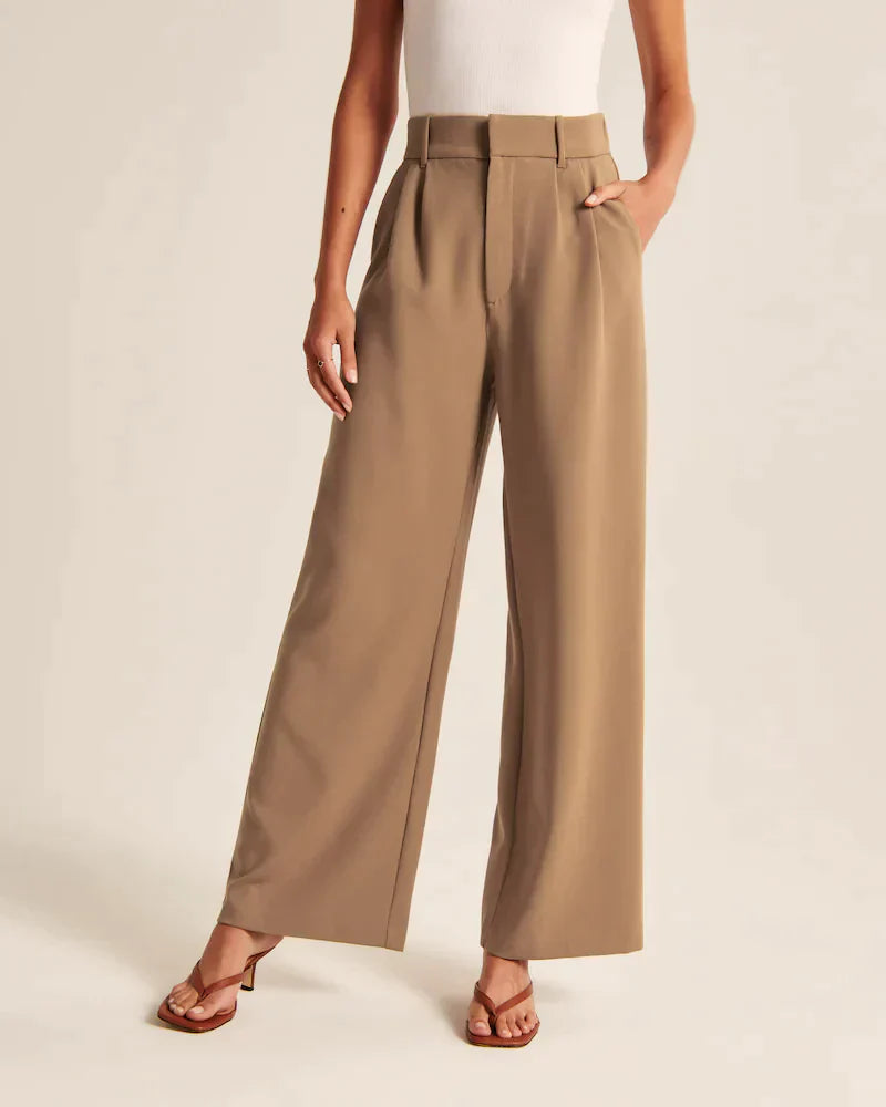 Dames Hoge Taille Pantalon met Wijde Pijpen