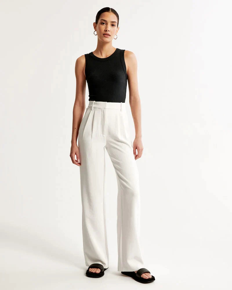 Dames Hoge Taille Pantalon met Wijde Pijpen