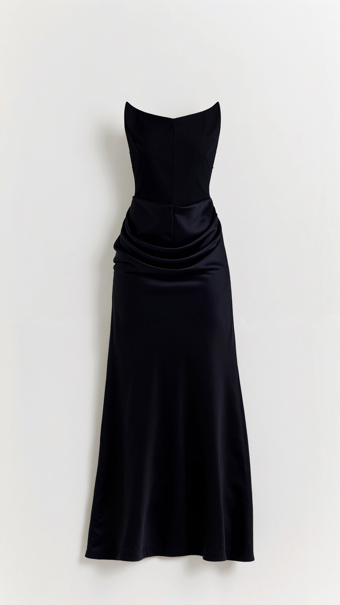 Dames Satijnen Strapless Corset Maxi Jurk - Strak Silhouet