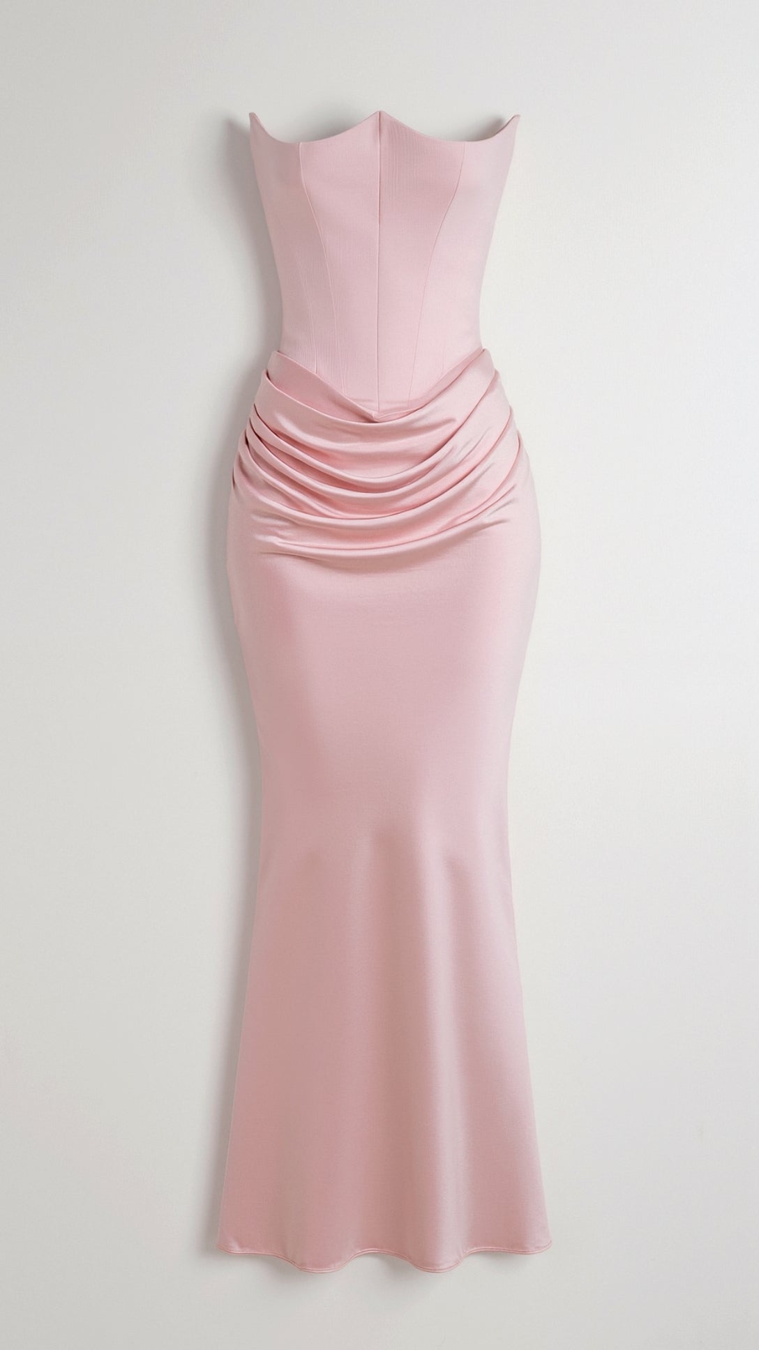 Dames Satijnen Strapless Corset Maxi Jurk - Strak Silhouet