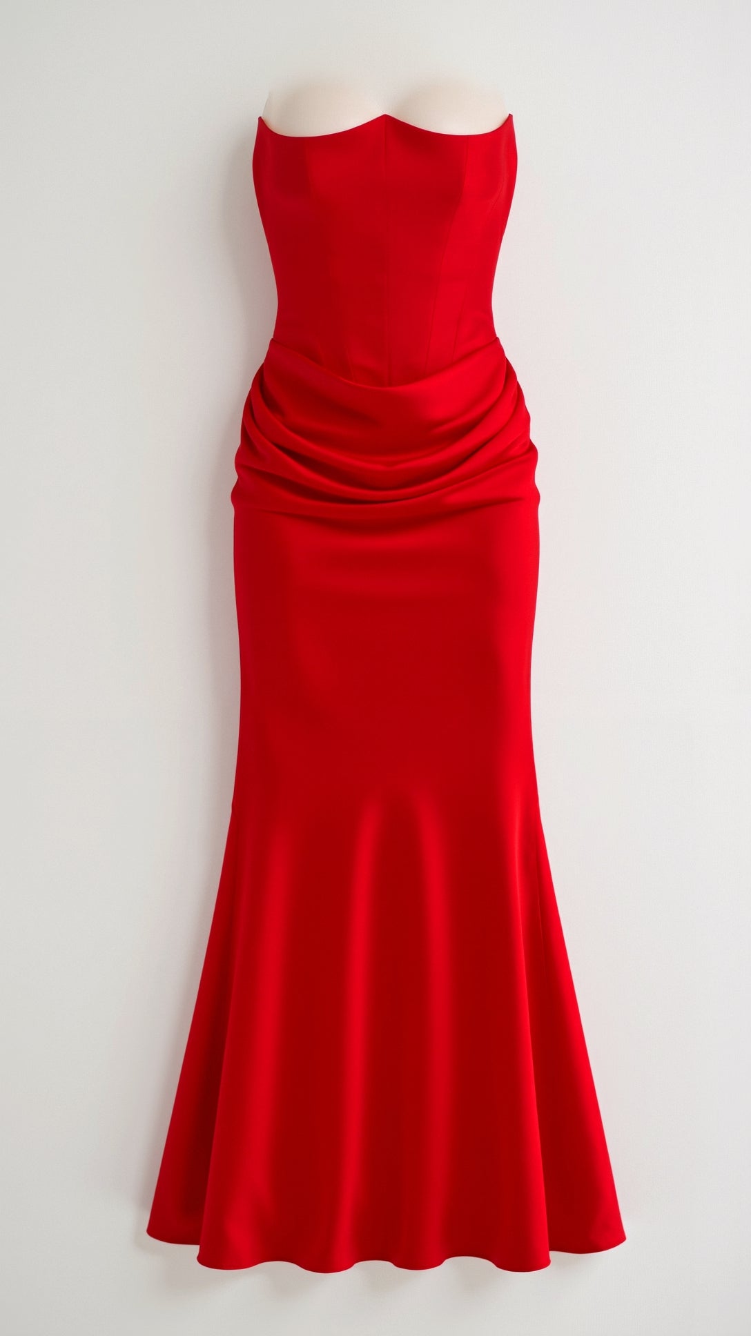 Dames Satijnen Strapless Corset Maxi Jurk - Strak Silhouet