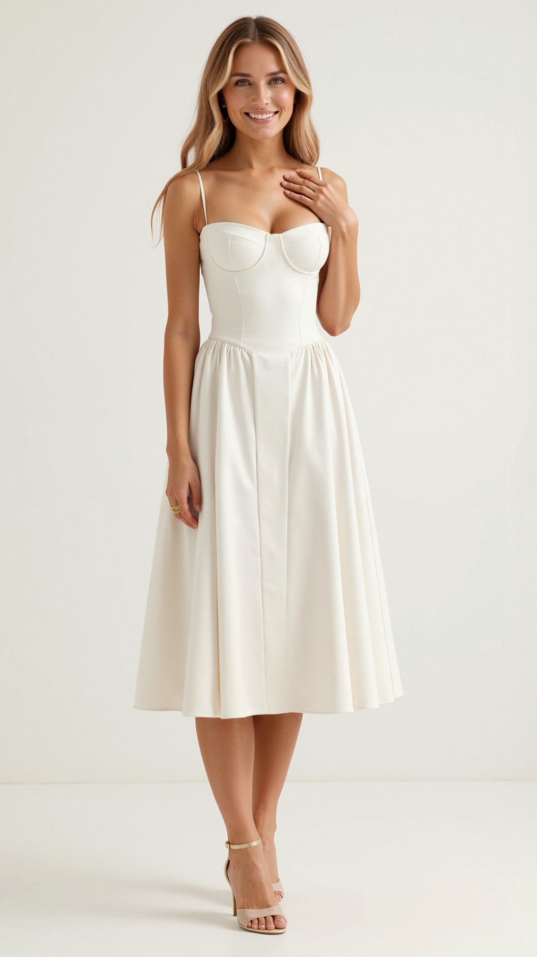 Dames midi corsetjurk – Klassiek silhouet – Chic voor gelegenheden