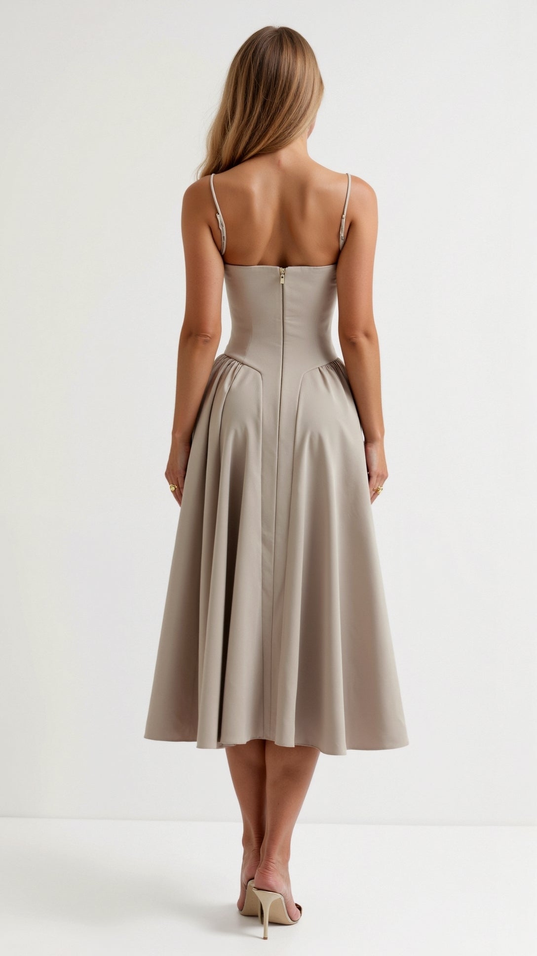 Dames midi corsetjurk – Klassiek silhouet – Chic voor gelegenheden