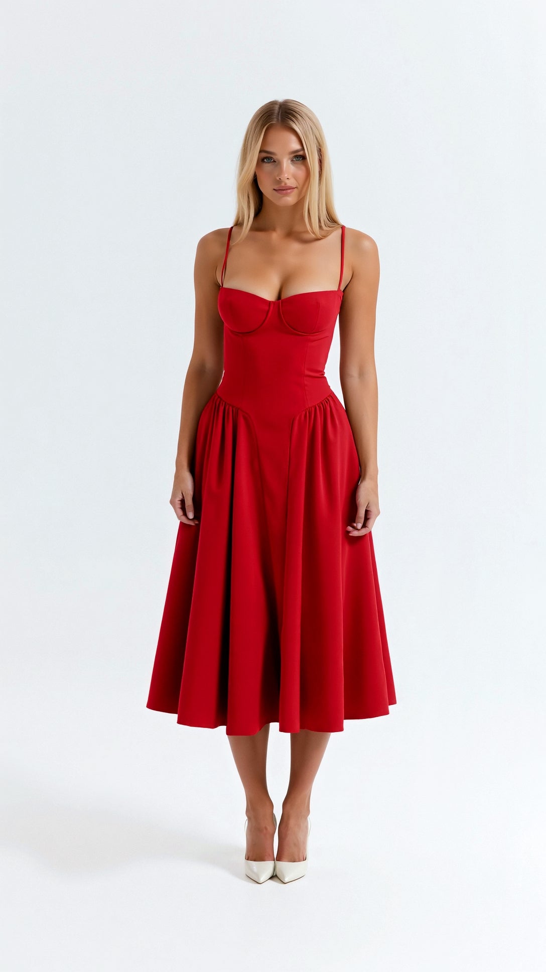 Dames midi corsetjurk – Klassiek silhouet – Chic voor gelegenheden