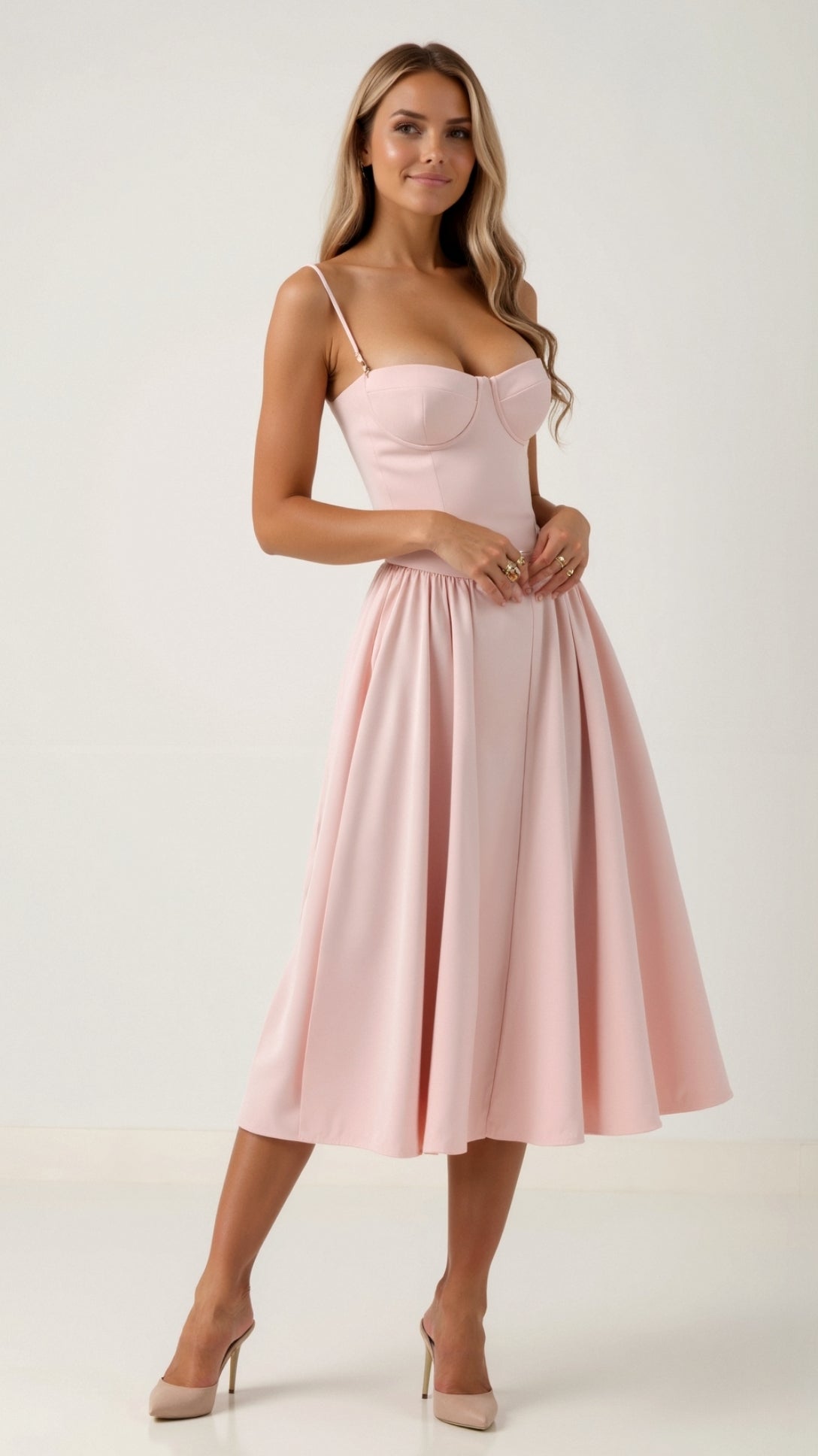 Dames midi corsetjurk – Klassiek silhouet – Chic voor gelegenheden