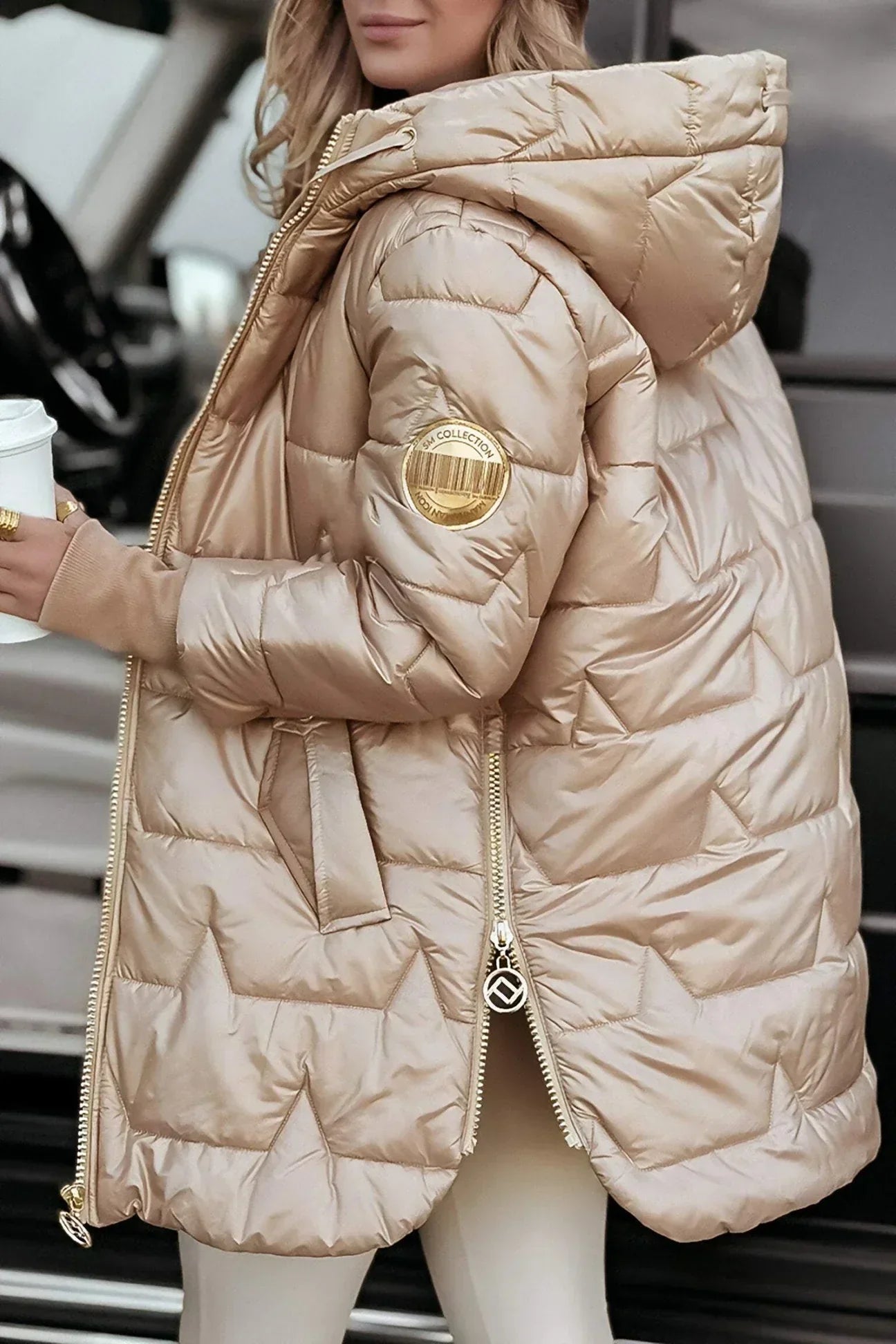 Elegante gevoerde winterjas met capuchon