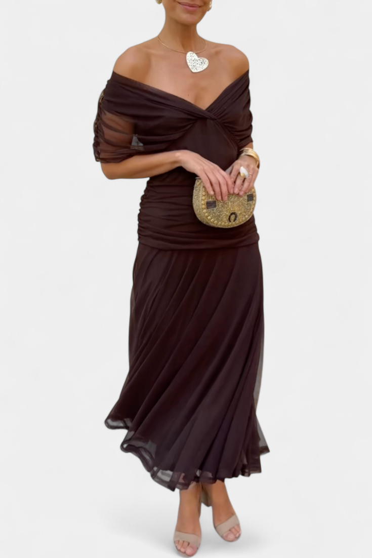 Elegante lange jurk met V-hals