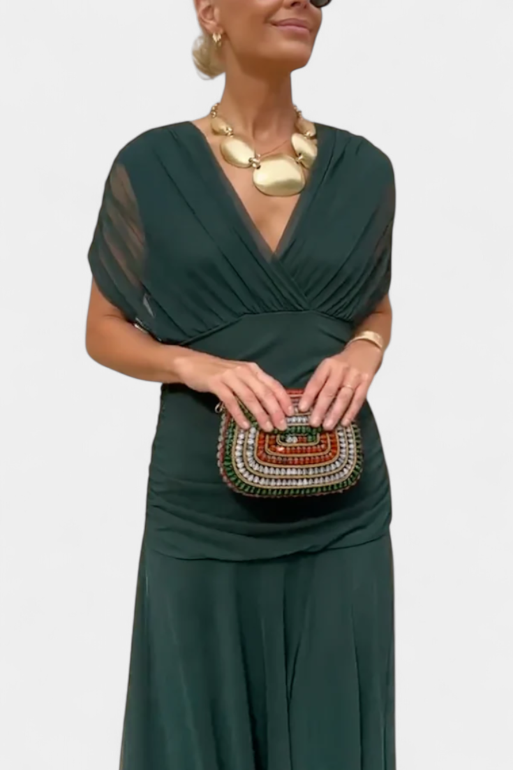 Elegante lange jurk met V-hals