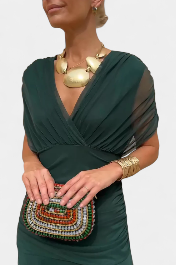 Elegante lange jurk met V-hals