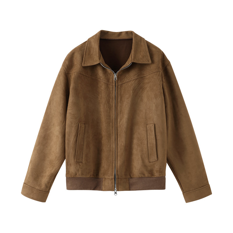 Heren Suède Jas met Kraag – Korte Regular Fit Jas in Bruin voor Smart Casual Stijl