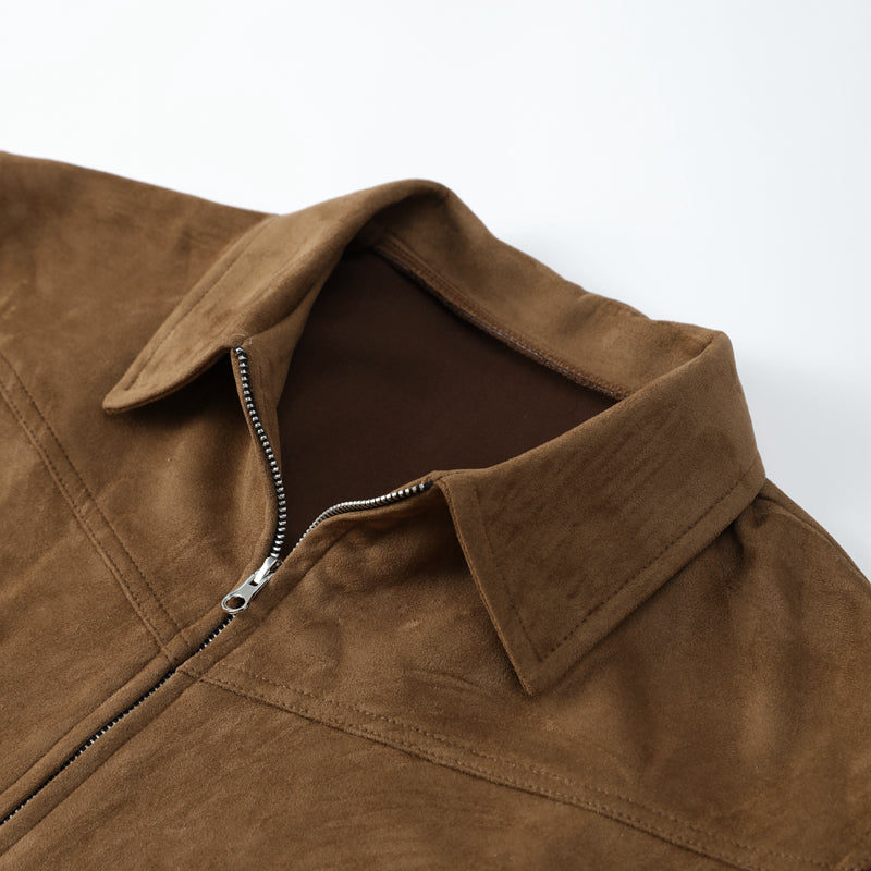 Heren Suède Jas met Kraag – Korte Regular Fit Jas in Bruin voor Smart Casual Stijl
