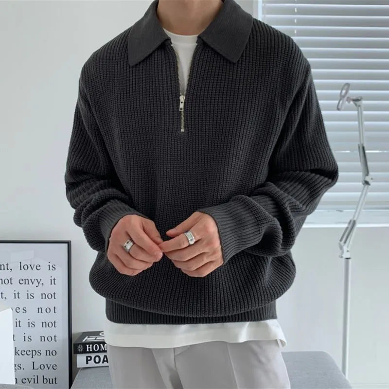 Heren knit zip-up polo – Casual chic – Perfect voor elk seizoen