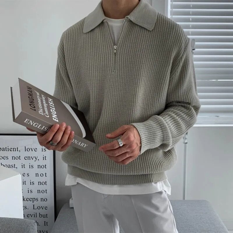 Heren knit zip-up polo – Casual chic – Perfect voor elk seizoen