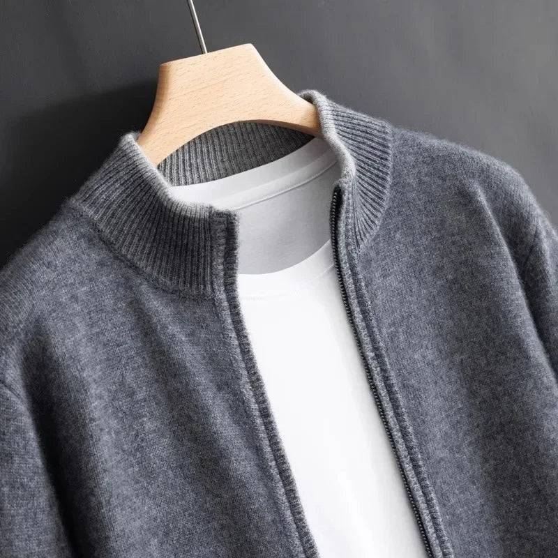 Heren knitted zip jacket - Zachte ritstrui – Tijdloze stijl