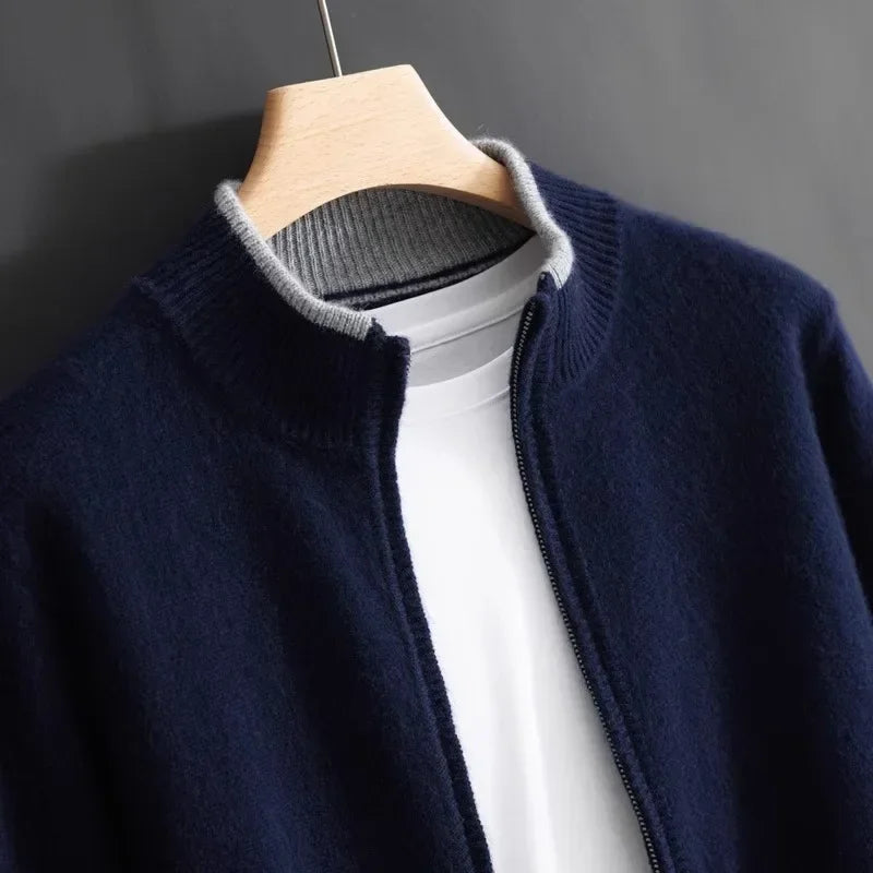 Heren knitted zip jacket - Zachte ritstrui – Tijdloze stijl