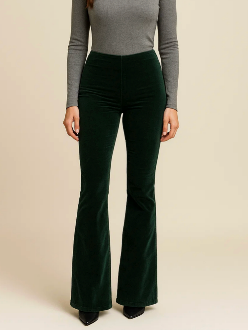 Ribfluwelen flared broek