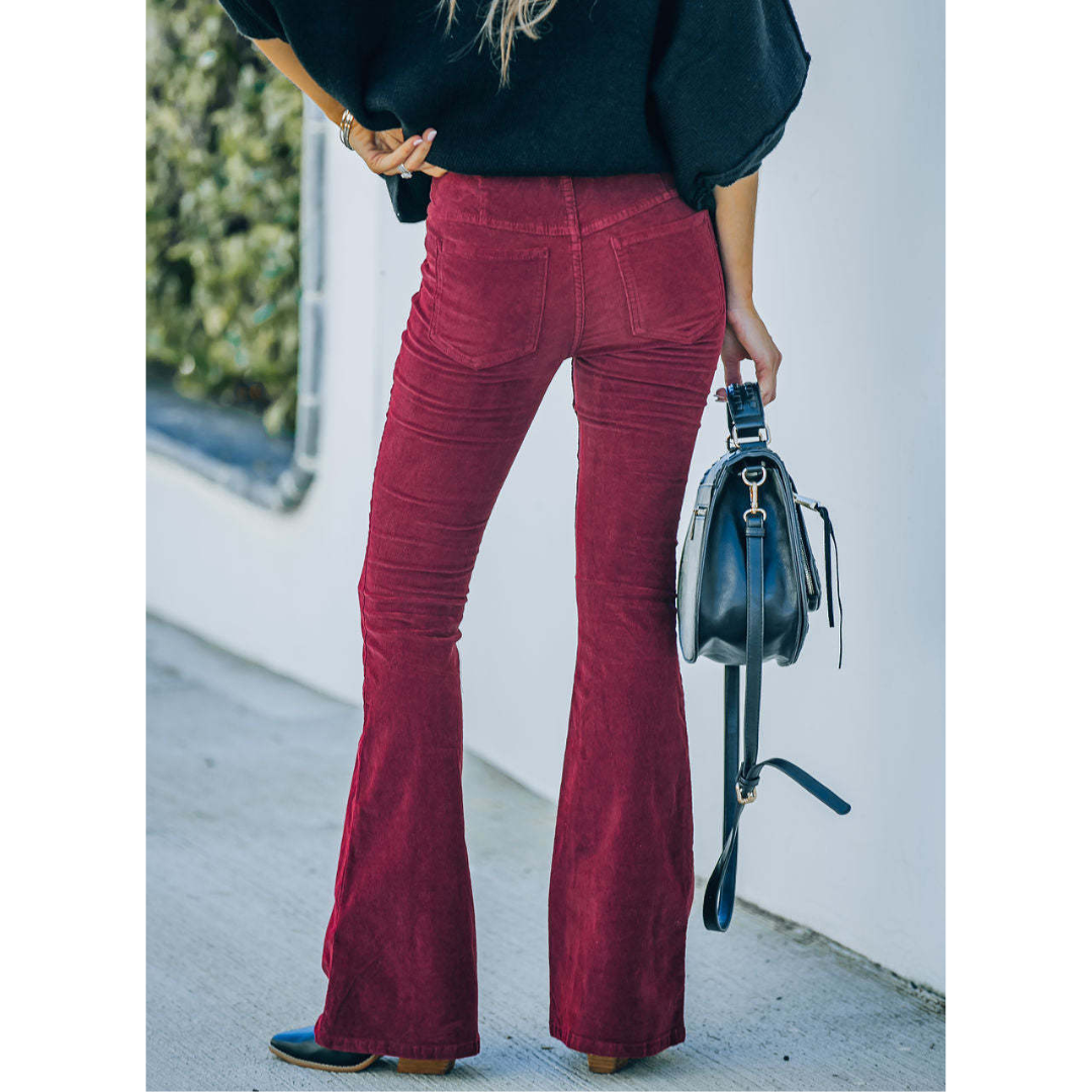 Ribfluwelen flared broek