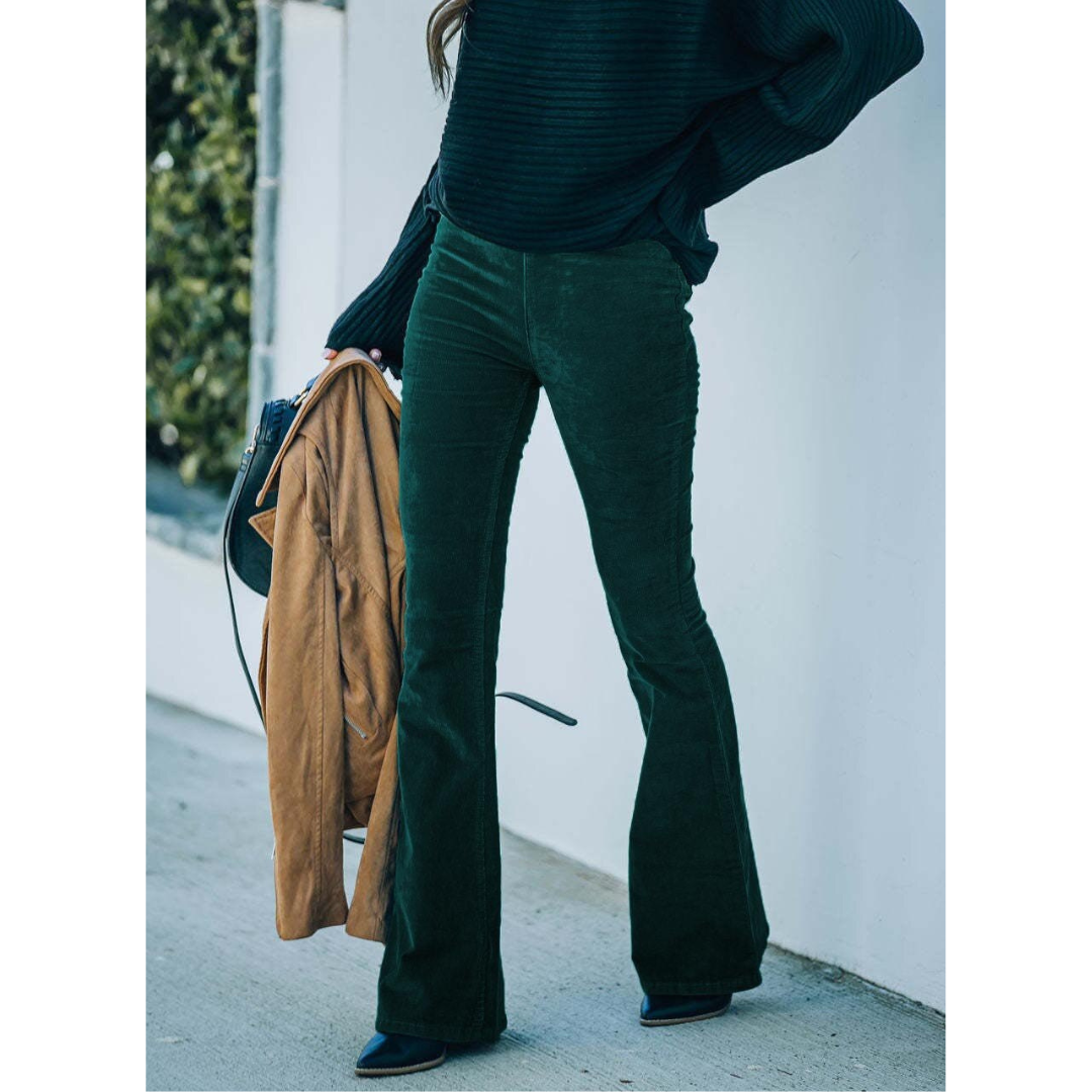 Ribfluwelen flared broek