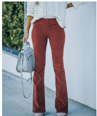 Ribfluwelen flared broek