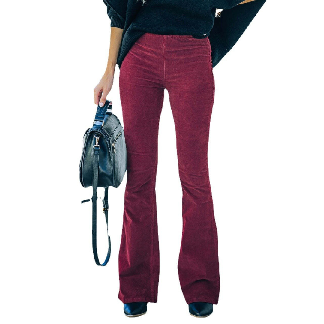 Ribfluwelen flared broek