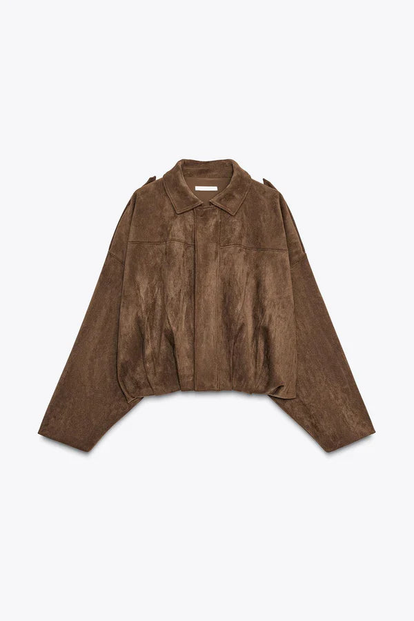 Oversized Suède Bomberjack met Moderne Pasvorm voor Dames