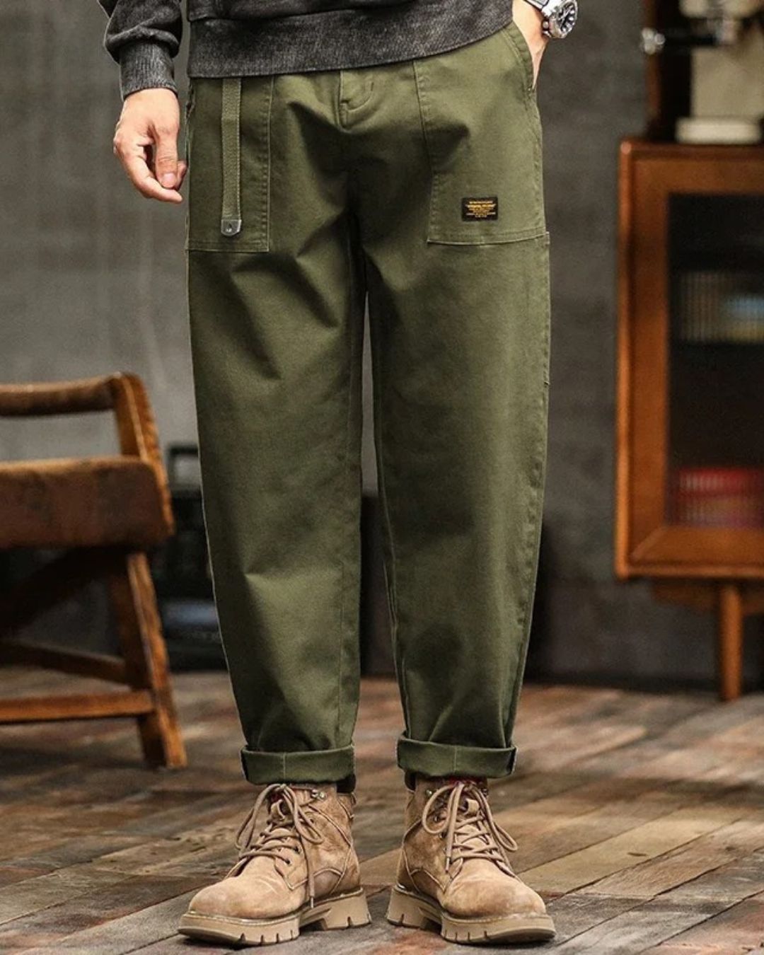Vintage cargo broek heren
