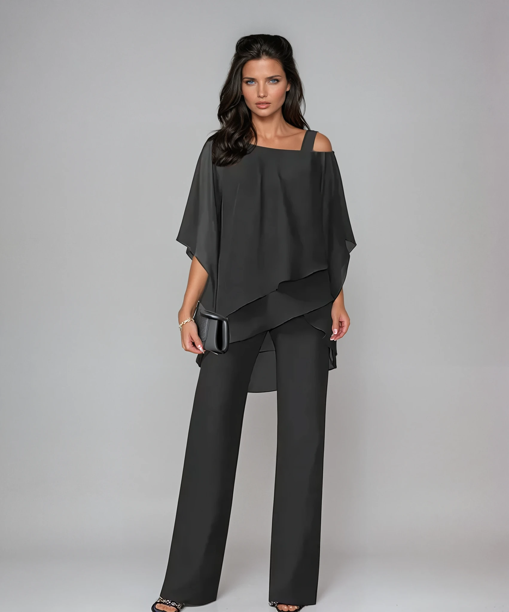 Tweedelig damespak met rechte pasvorm