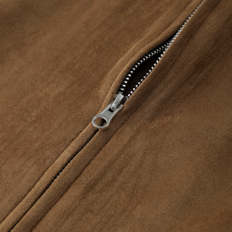 Heren Suède Jas met Kraag – Korte Regular Fit Jas in Bruin voor Smart Casual Stijl