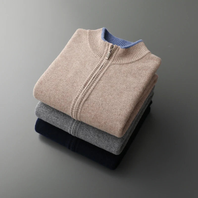 Heren knitted zip jacket - Zachte ritstrui – Tijdloze stijl