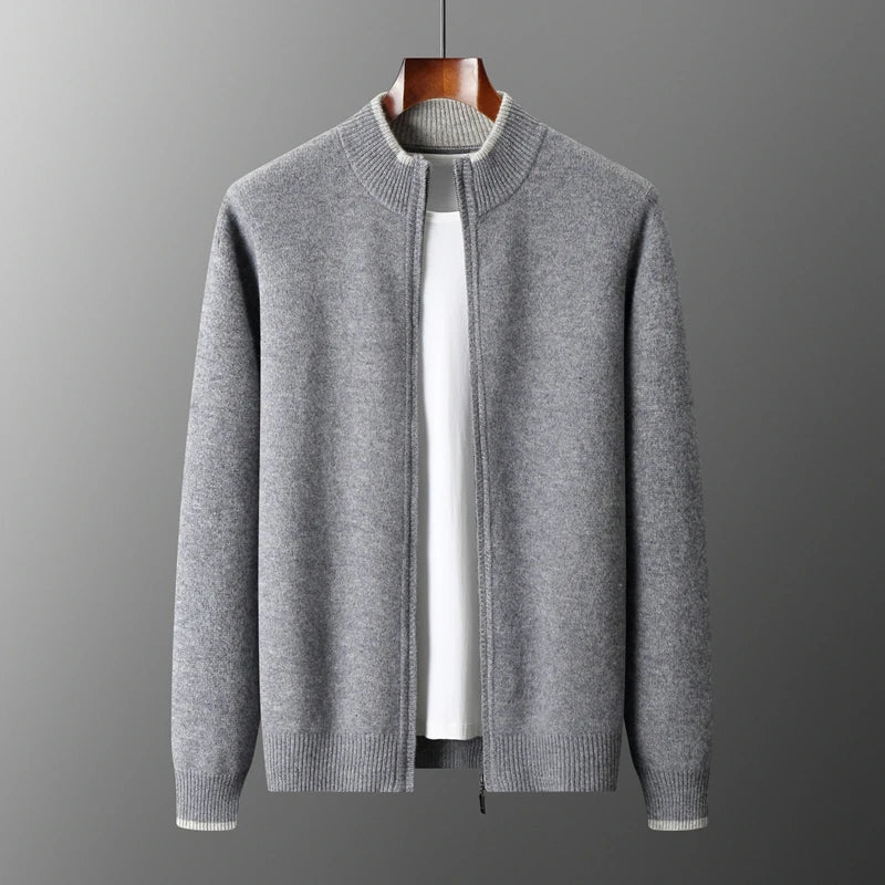 Heren knitted zip jacket - Zachte ritstrui – Tijdloze stijl