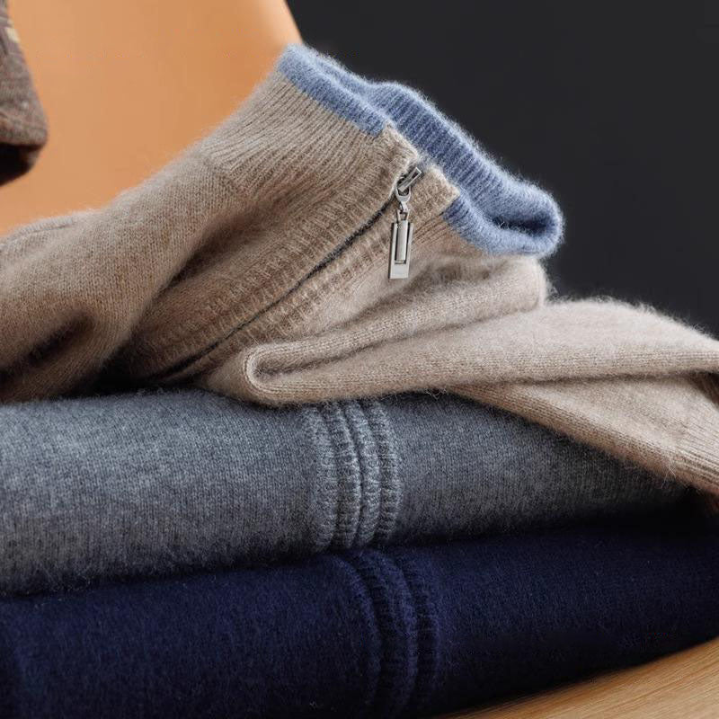 Heren knitted zip jacket - Zachte ritstrui – Tijdloze stijl